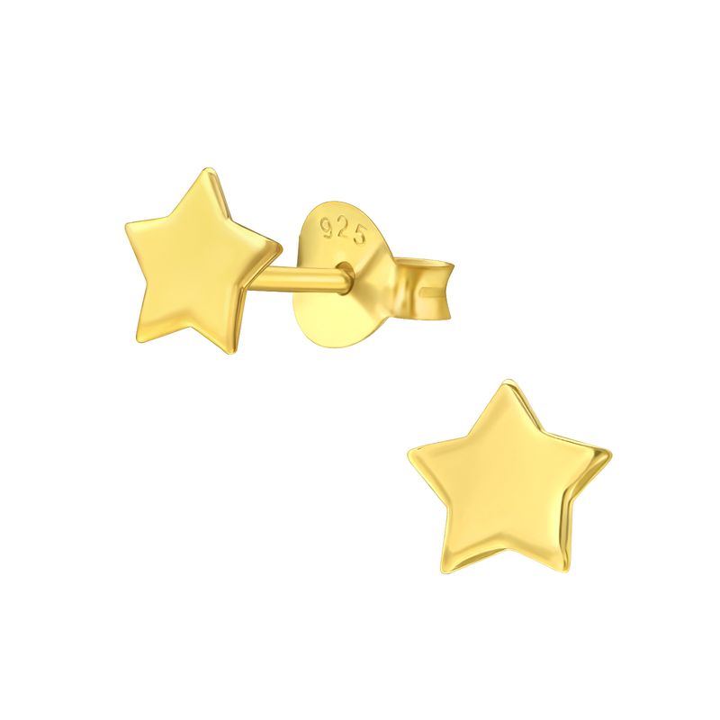 Csillag 24k aranyozott gyerek stift ezüst fülbevaló 5 mm