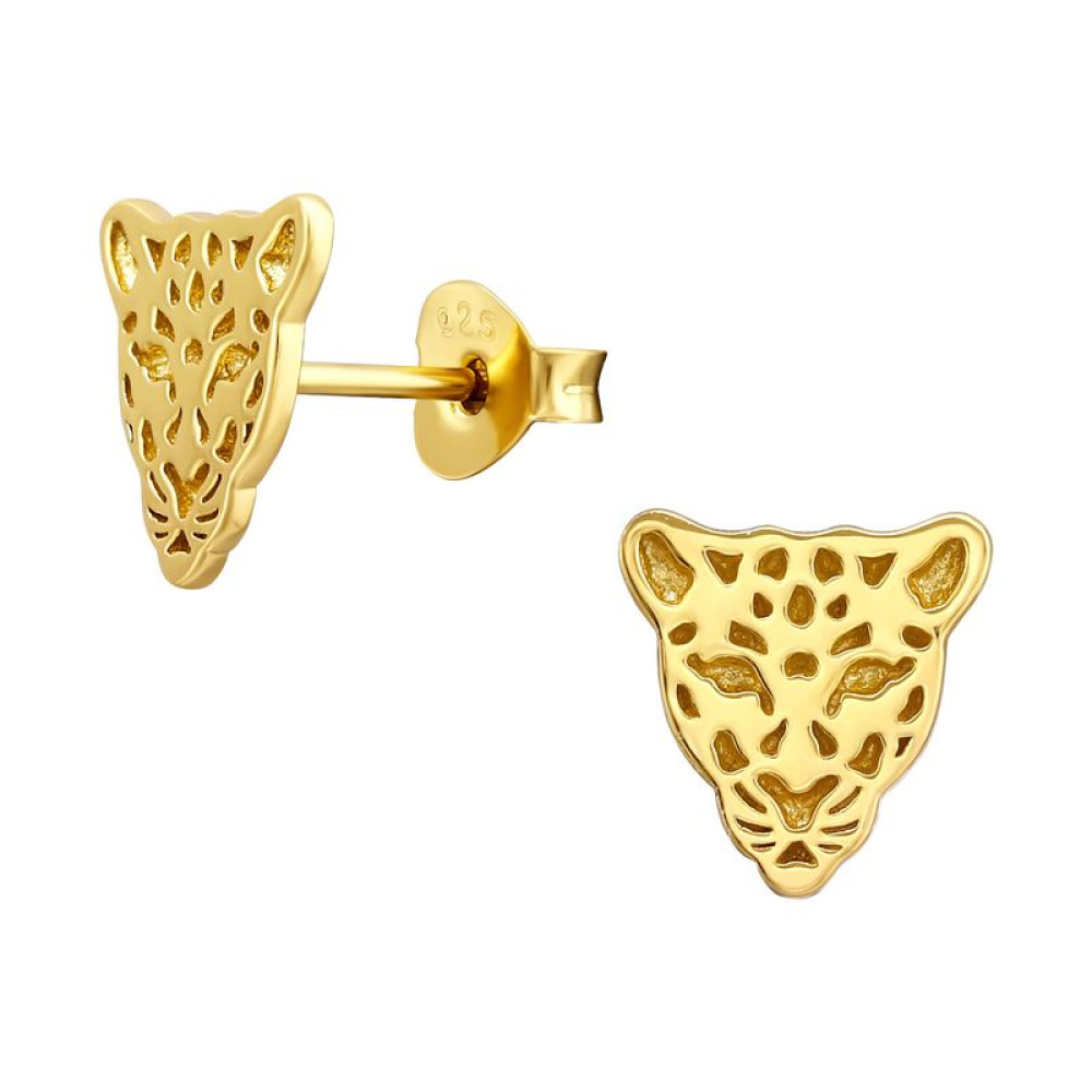 Leopárd 24k aranyozott gyerek stift ezüst fülbevaló