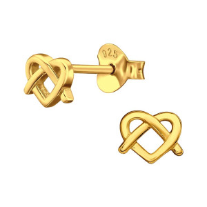 Szív csomó 24k aranyozott gyerek stift ezüst fülbevaló