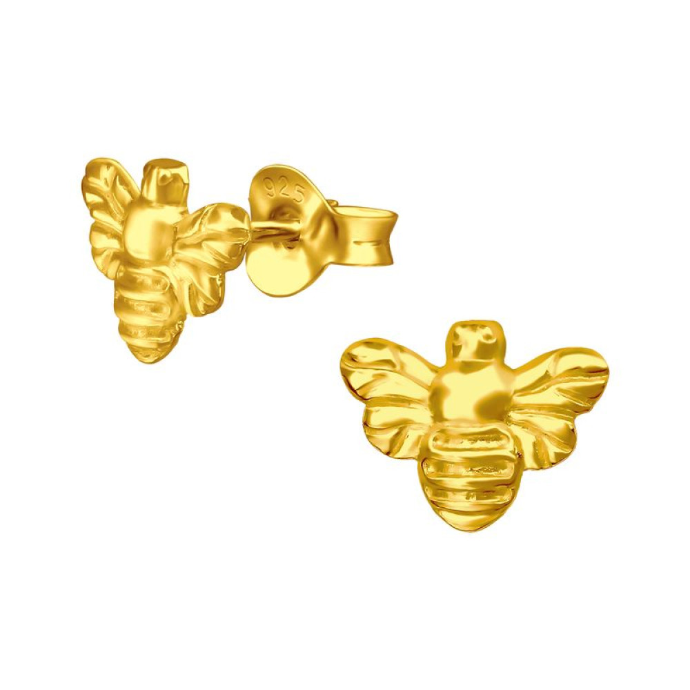 Méh 24k aranyozott gyerek stift ezüst fülbevaló Méh 24k aranyozott gyerek stift ezüst fülbevaló
