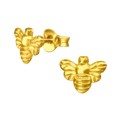 Méh 24k aranyozott gyerek stift ezüst fülbevaló