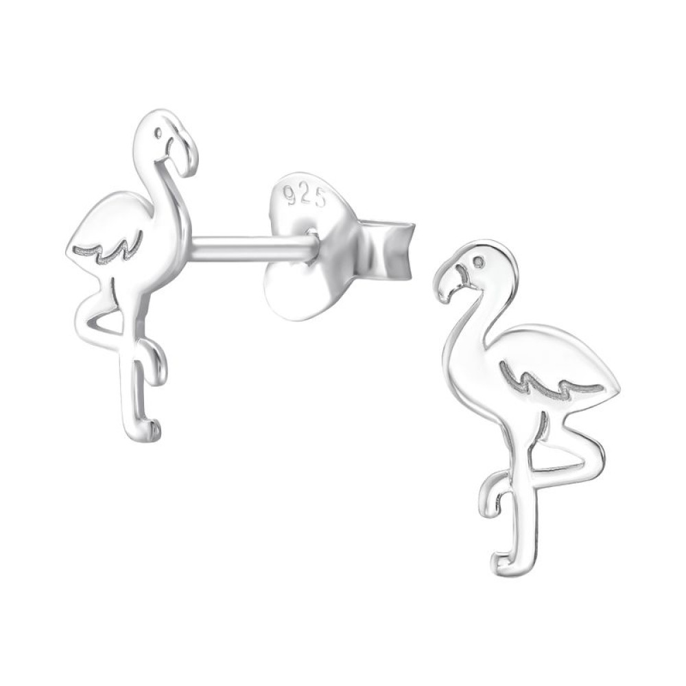 Flamingó egyszerű gyerek stift ezüst fülbevaló Flamingó egyszerű gyerek stift ezüst fülbevaló