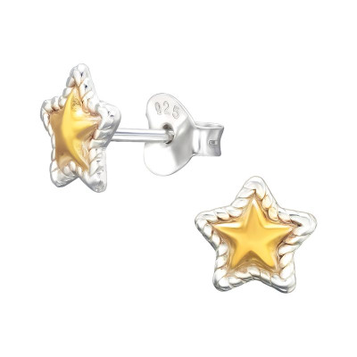 Csillag 24k aranyozott gyerek stift ezüst fülbevaló