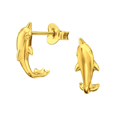 Delfin 24k aranyozott gyerek stift ezüst fülbevaló