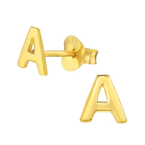 A betű 24k aranyozott gyerek stift ezüst fülbevaló