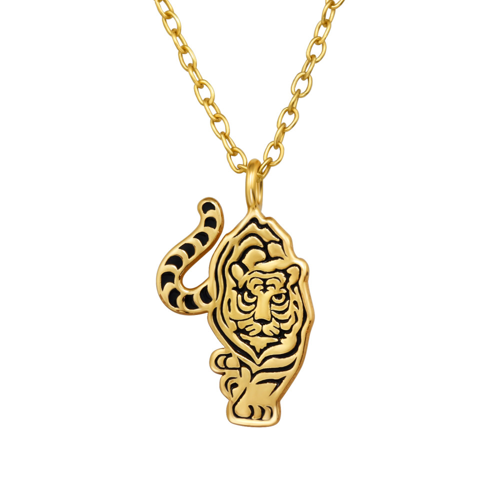 Tigris lány nyaklánc 925 ezüst, aranyozott - 45 cm