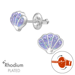 Lila Kagyló csavaros gyerek prémium stift fülbevaló 925 ezüst