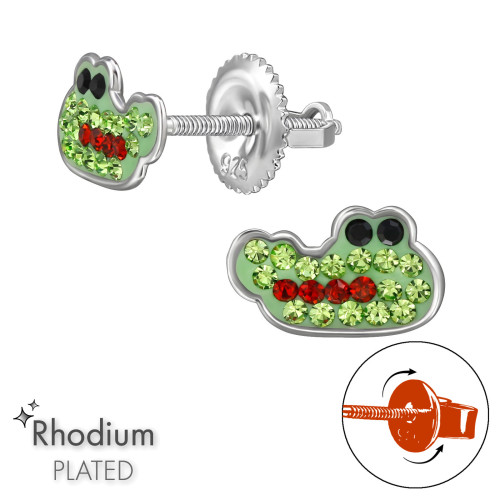 Krokodil csavaros záras stift gyerek fülbevaló, 925 ezüst