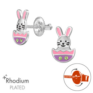 Húsvéti Nyuszis csavaros ezüst gyerekfülbevaló