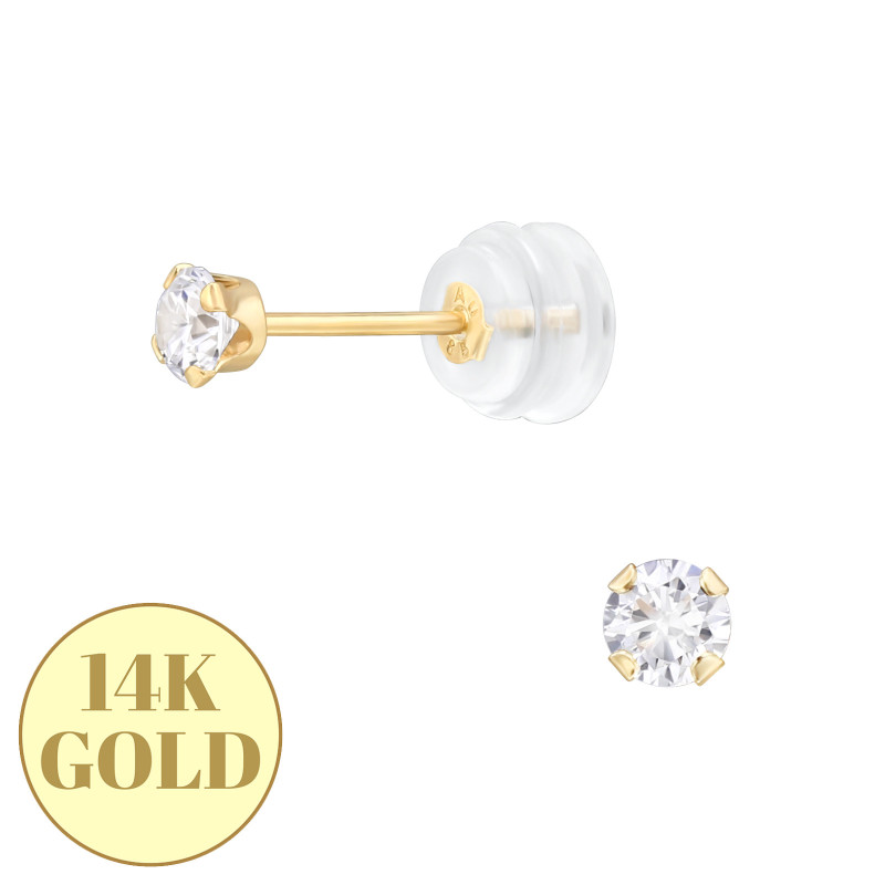 3 mm négyszögletű 14K arany kislány fülbevaló