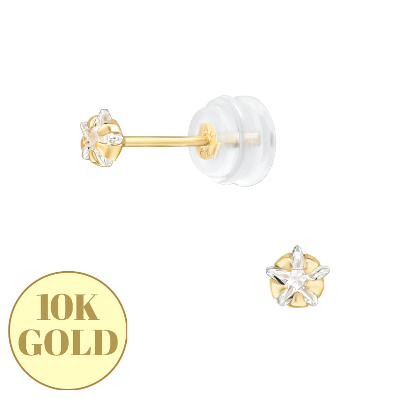 3 mm ötszögletű 10K arany kislány fülbevaló