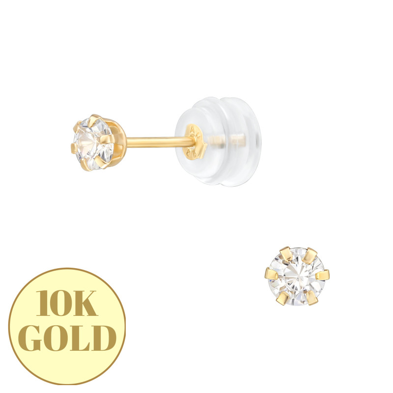3 mm hatszögletű 10K arany kislány fülbevaló