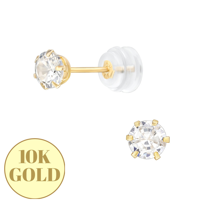 4 mm hatszögleteű 10K arany kislány fülbevaló