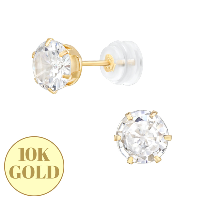 6 mm hatszögletű 10K arany kislány fülbevaló