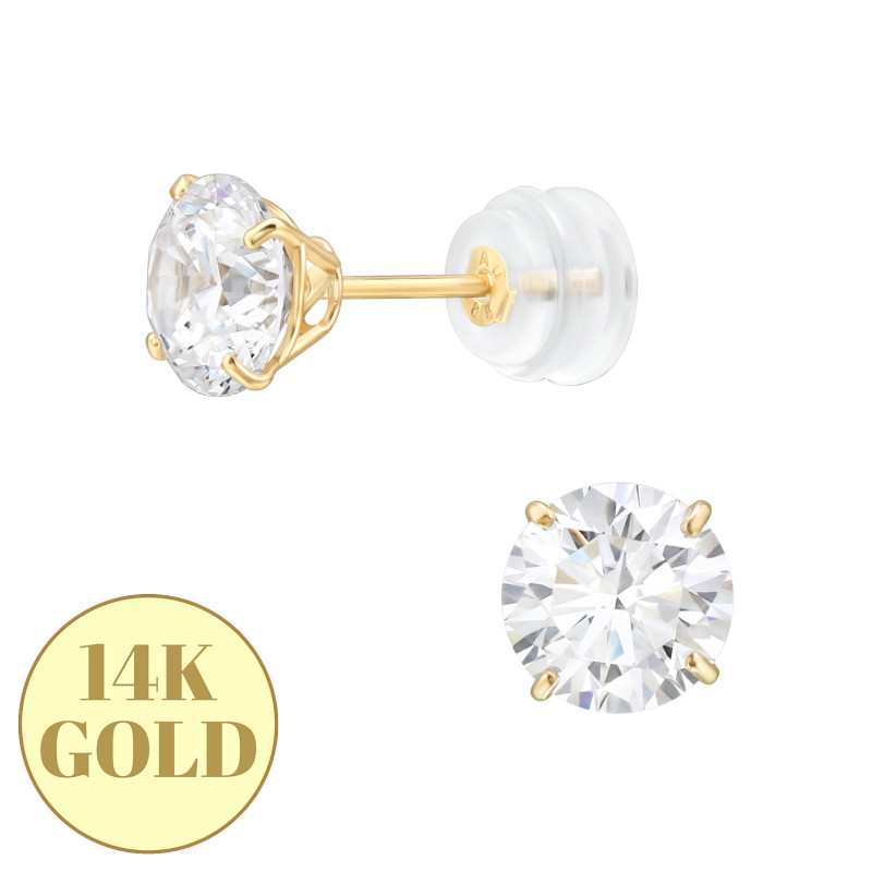 6 mm négyszögetes 14K arany kislány fülbevaló