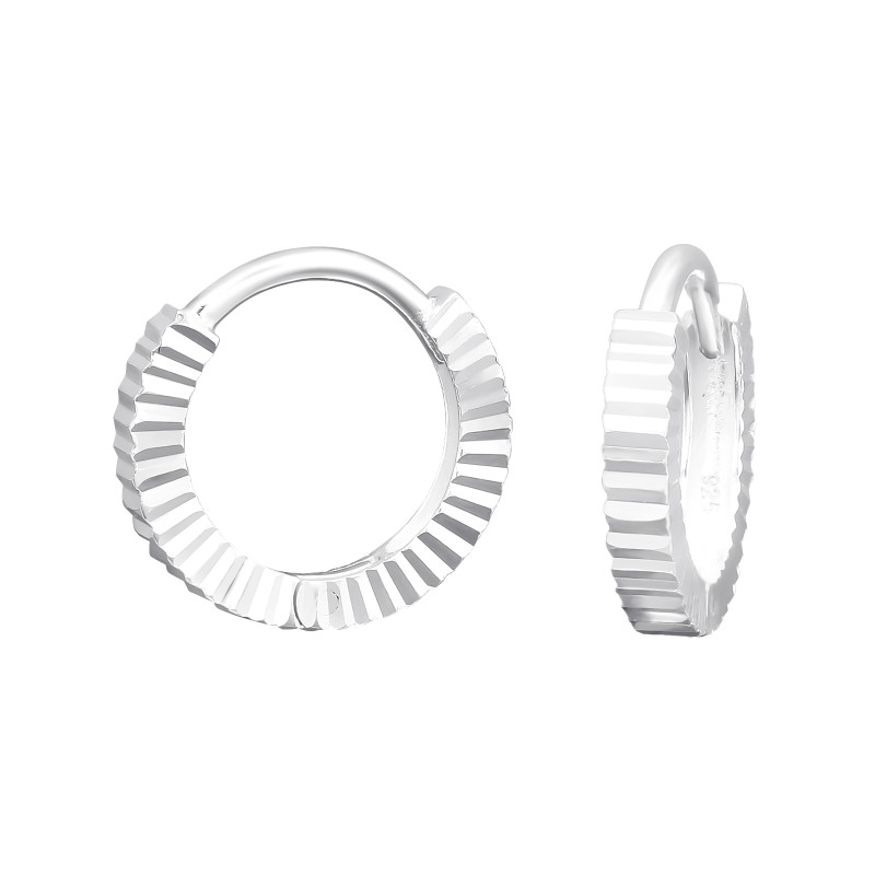 Vágott gyerek huggies karika fülbevaló, 12 mm, 925 ezüst