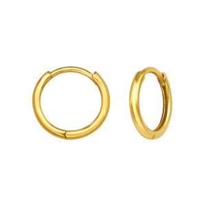 Egyszerű gyerek huggies karika fülbevaló, 925 ezüst, 12 mm, 24k aranyozott