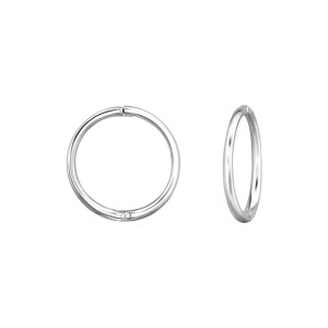 Egyszerű gyerek huggies karika fülbevaló, 925 ezüst, 15 mm