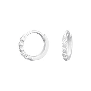 Fehér köves gyerek huggies karika fülbevaló, 2 x 12 mm, 925 ezüst