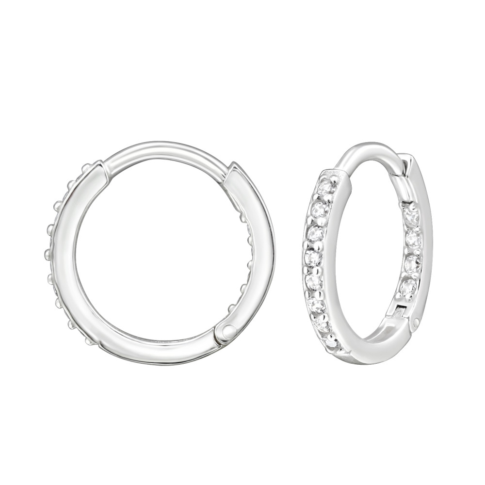 Köves gyerek huggies karika fülbevaló, 925 ezüst, 12 mm