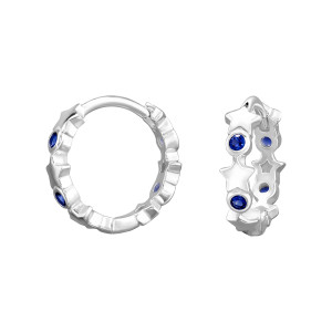 Csillagos kék gyerek huggies karika fülbevaló, 925 ezüst