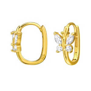 Pillangós huggies karikalány fülbevaló, aranyozott