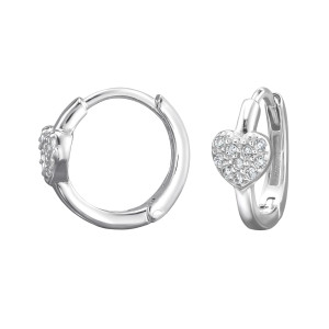 Szíves cirkónia köves huggies karika gyerekfülbevaló