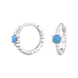 Opál színű gyerek huggies karika fülbevaló, 925 ezüst