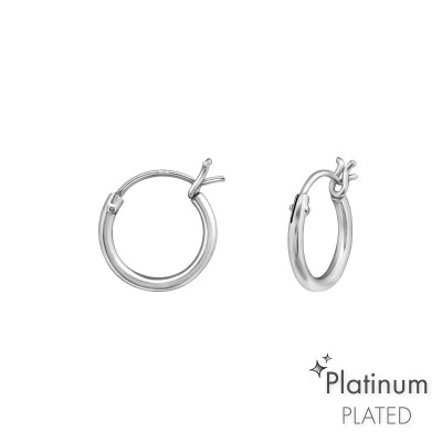 Platina bevonatú ezüst karika lány fülbevaló, 10 mm