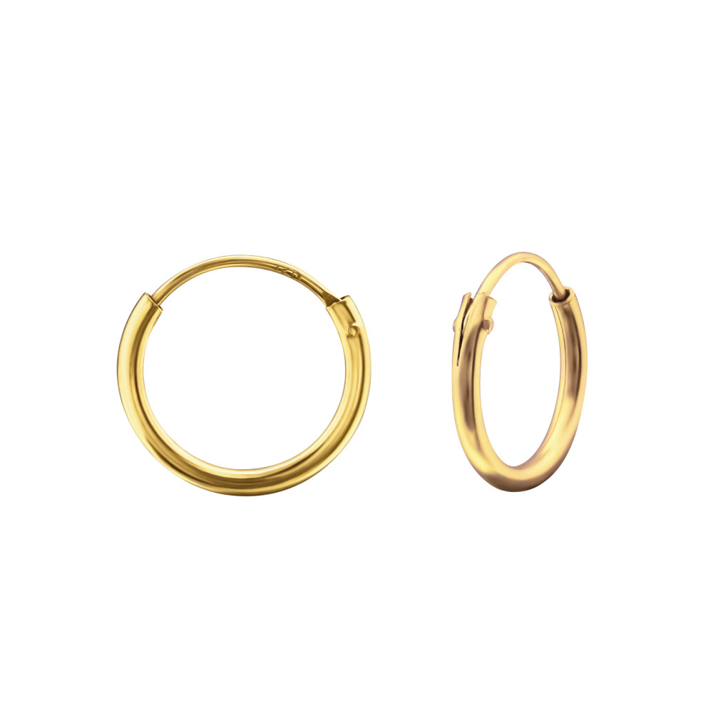 Alap 24k aranyozott ezüst karika lány fülbevaló, 12 mm Alap 24k aranyozott ezüst karika lány fülbevaló, 12 mm