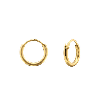 Mini ezüst karika lány fülbevaló, 8 mm, 24k aranyozott