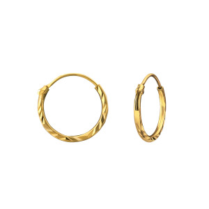 Aranyozott karika lány fülbevaló, ezüst, mintás