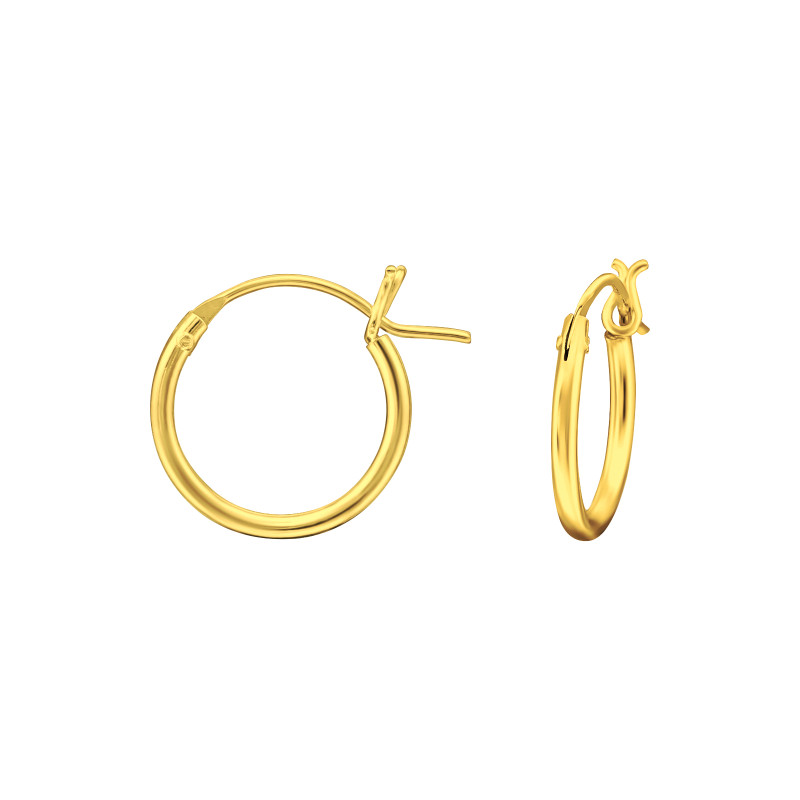 24k aranyozott kattintós karika lány fülbevaló, ezüst 12mm