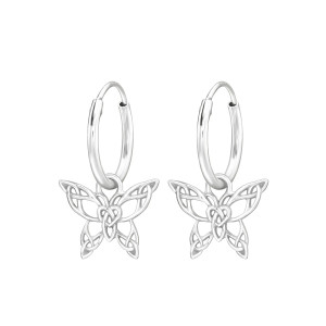 Pillangós ezüst karika kislány fülbevaló