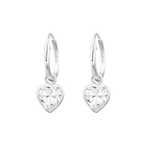 Cirkónia Szív ezüst karikakislány fülbevaló