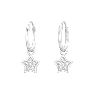 Csillag cirkónia köves ezüst karika kislány fülbevaló