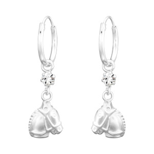 Lófej ezüst köves karika kislány fülbevaló