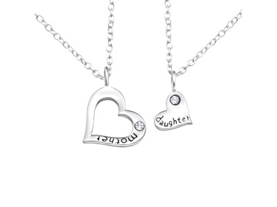 Anya-Lánya ezüst gyereknyaklánc, 2 db/szett