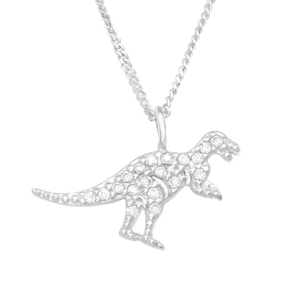 Dinoszaurusz ezüst tini lány nyaklánc, 45 cm