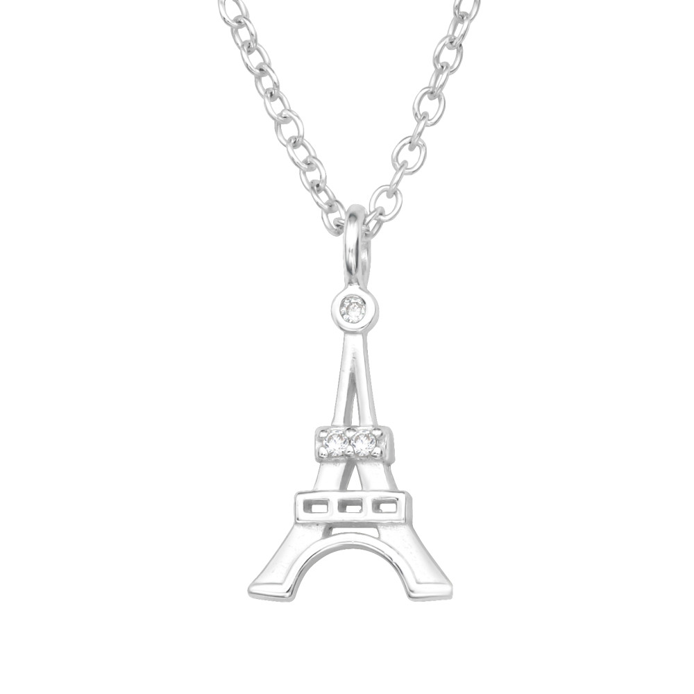 Eiffel torony ezüst tini lány nyaklánc, 45 cm