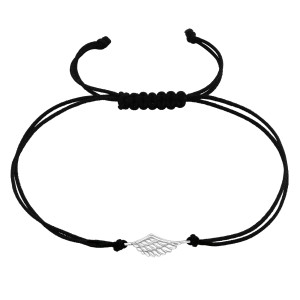 Angyalszárny állítható zsinóros kislány karkötő ezüst medállal