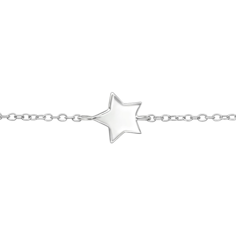 Csillag ezüst kislány karkötő - 18 cm