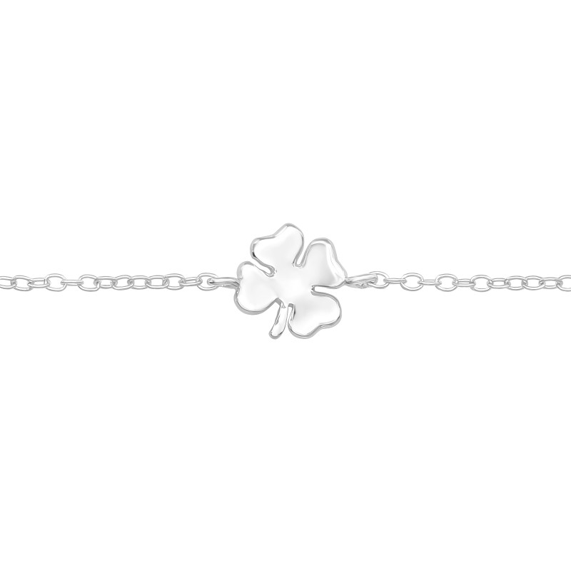 4 levelű lóhere ezüst kislány karkötő - 18 cm