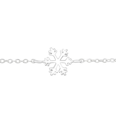 Hópehely ezüst kislány karkötő - 20 + 4 cm