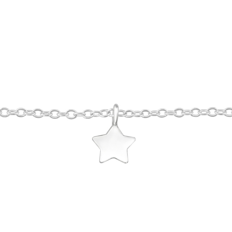 Csillagos ezüst kislány karkötő - 20 cm