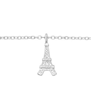 Párizsi Eiffel torony ezüst kislány karkötő - 20 + 4 cm