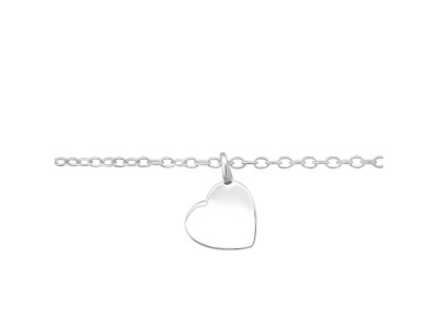 Szív medálos ezüst kislány karkötő - 20 cm