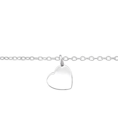 Szív medálos ezüst kislány karkötő - 20 + 4 cm