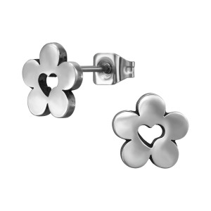 Virág, Szív lány fülbevaló – rozsdamentes acél, stift