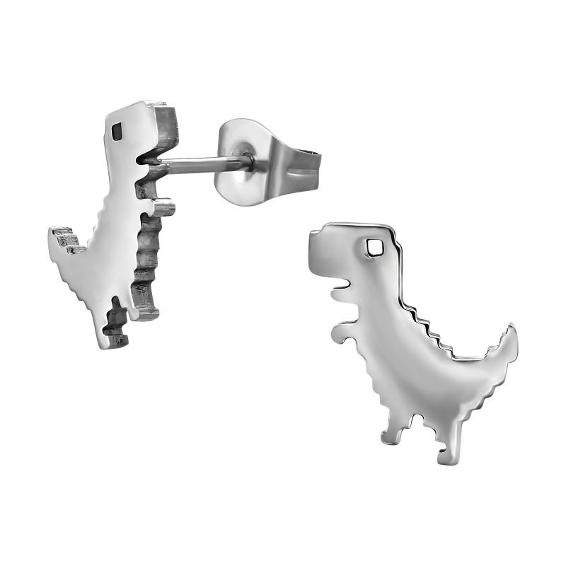 Dinoszaurusz lány fülbevaló – rozsdamentes acél, stift